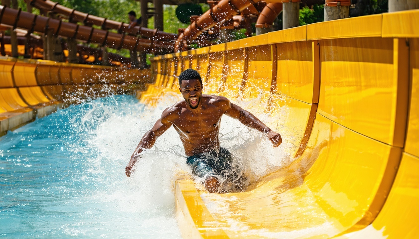 Close-up of a waterslide at Aquaventure World Dubai